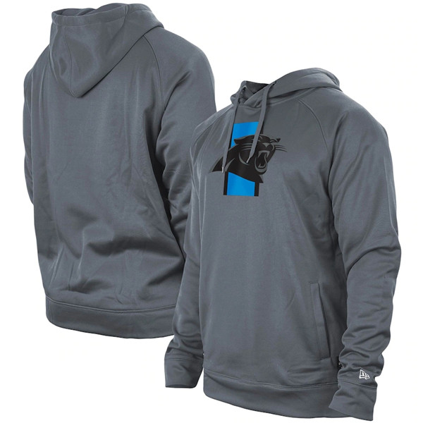 Men's Carolina Panthers Gray New Era Training Camp Raglan Pullover Hoodie